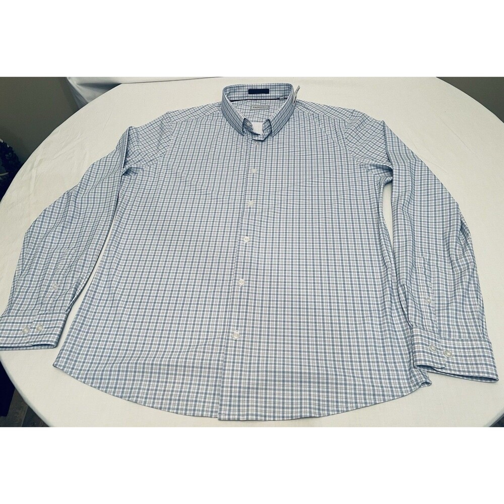 Savannah Men's L Long Sleeve Button-Up Shirt Blue Check New NWT Performance Cool